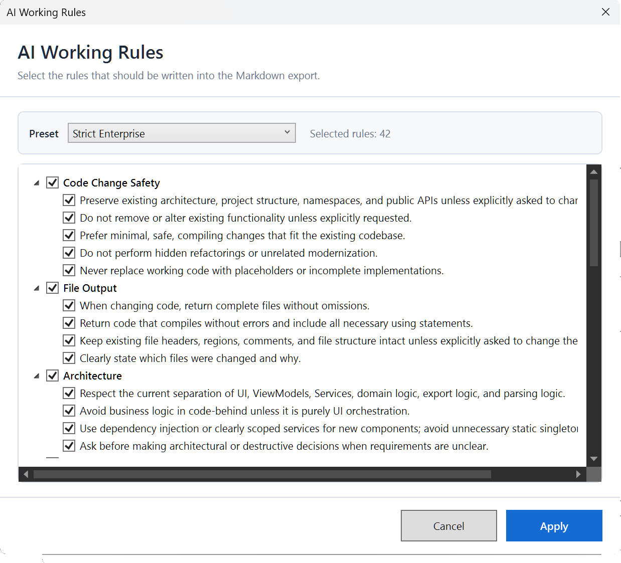 AI Working Rules